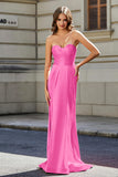 Lace Up Back Fitted Strapless Satin Mermaid Formal Evening Gown Prom Party Dress