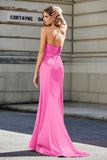 Lace Up Back Fitted Strapless Satin Mermaid Formal Evening Gown Prom Party Dress