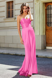 Lace Up Back Fitted Strapless Satin Mermaid Formal Evening Gown Prom Party Dress