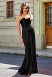 Lace Up Back Fitted Strapless Satin Mermaid Formal Evening Gown Prom Party Dress