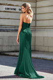 Lace Up Back Fitted Strapless Satin Mermaid Formal Evening Gown Prom Party Dress