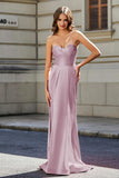 Lace Up Back Fitted Strapless Satin Mermaid Formal Evening Gown Prom Party Dress