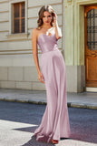 Lace Up Back Fitted Strapless Satin Mermaid Formal Evening Gown Prom Party Dress