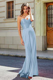 Lace Up Back Fitted Strapless Satin Mermaid Formal Evening Gown Prom Party Dress