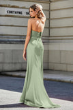 Lace Up Back Fitted Strapless Satin Mermaid Formal Evening Gown Prom Party Dress