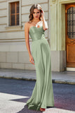 Lace Up Back Fitted Strapless Satin Mermaid Formal Evening Gown Prom Party Dress
