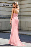 Lace Up Back Fitted Strapless Satin Mermaid Formal Evening Gown Prom Party Dress