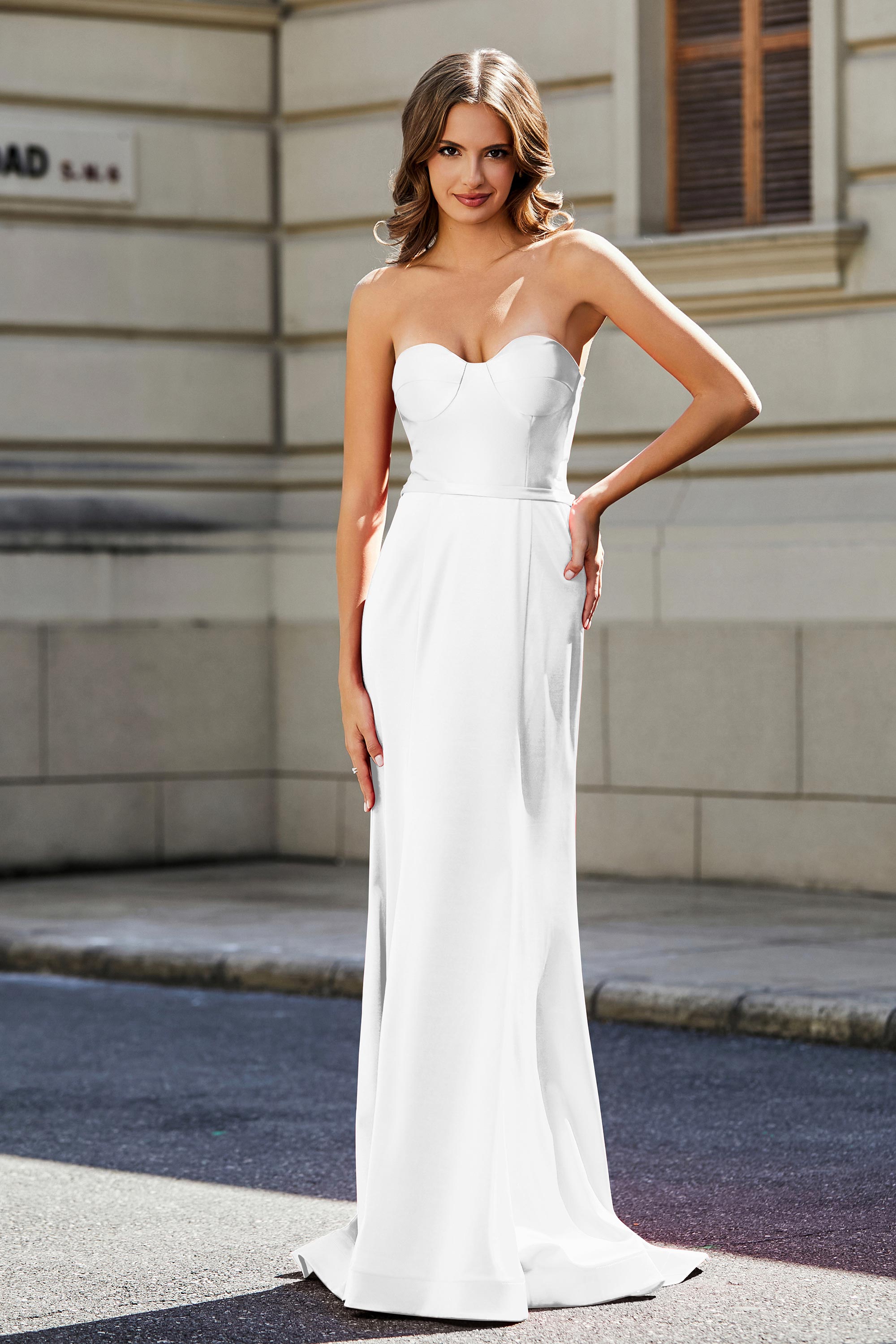 Lace Up Back Fitted Strapless Satin Mermaid Formal Evening Gown Prom Party Dress