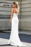Lace Up Back Fitted Strapless Satin Mermaid Formal Evening Gown Prom Party Dress