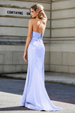 Lace Up Back Fitted Strapless Satin Mermaid Formal Evening Gown Prom Party Dress