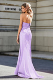 Lace Up Back Fitted Strapless Satin Mermaid Formal Evening Gown Prom Party Dress