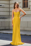 Lace Up Back Fitted Strapless Satin Mermaid Formal Evening Gown Prom Party Dress