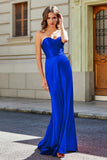 Lace Up Back Fitted Strapless Satin Mermaid Formal Evening Gown Prom Party Dress