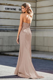 Lace Up Back Fitted Strapless Satin Mermaid Formal Evening Gown Prom Party Dress