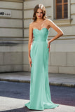Lace Up Back Fitted Strapless Satin Mermaid Formal Evening Gown Prom Party Dress