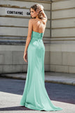 Lace Up Back Fitted Strapless Satin Mermaid Formal Evening Gown Prom Party Dress