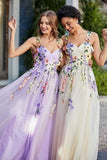 Blumenapplikationen oben Midi Tüll Ballkleid Partykleid Abendkleider