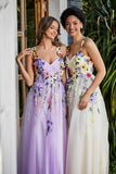 Blumenapplikationen oben Midi Tüll Ballkleid Partykleid Abendkleider