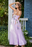 Sweetheart Applique Tea-Length Tulle Formal Evening Dress Prom Party Gowns