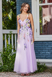 Blumenapplikationen oben Midi Tüll Ballkleid Partykleid Abendkleider