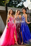 Spaghetti Straps Tulle Maxi Prom Party Ball Dress Formal Evening Gowns