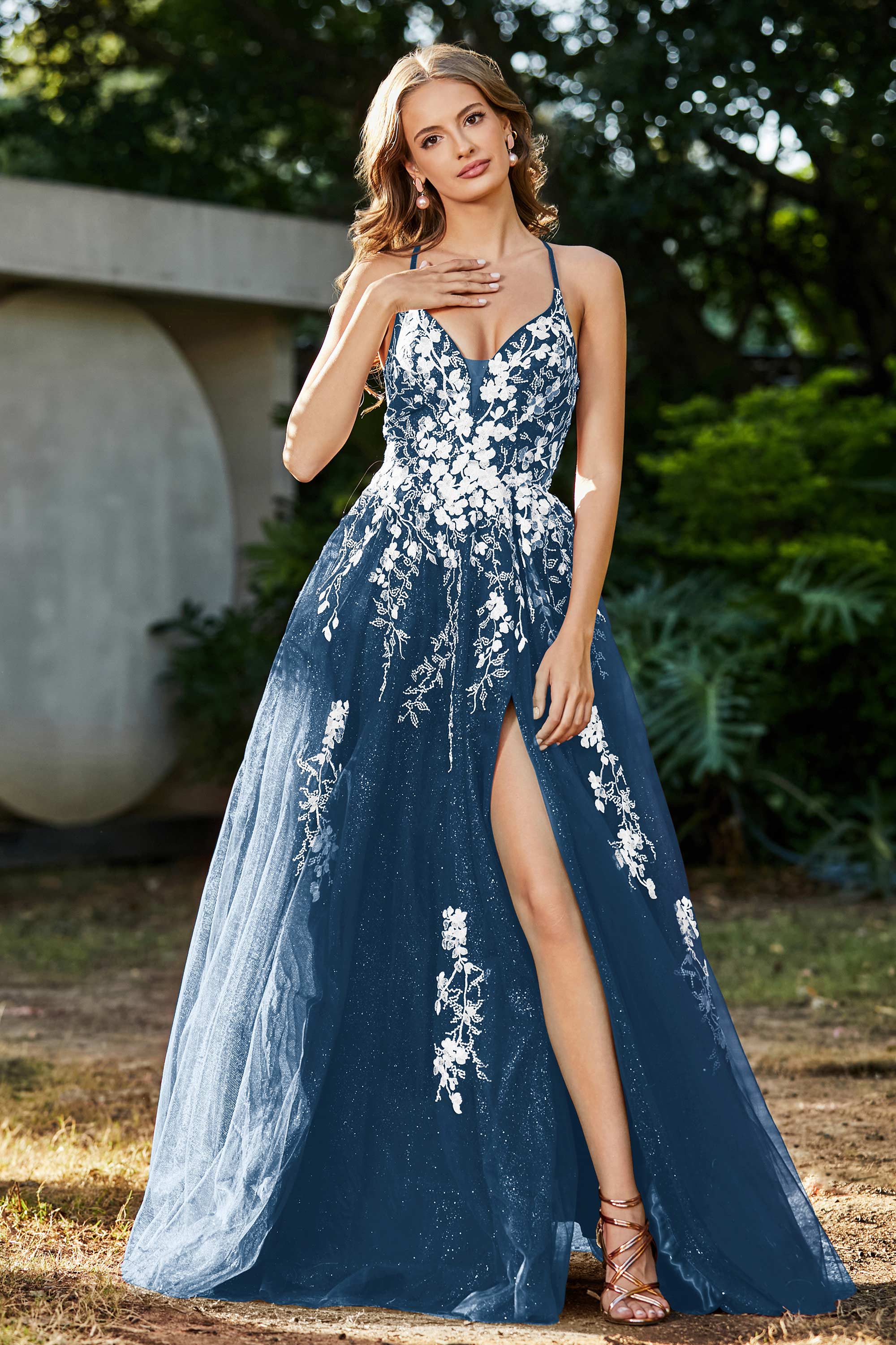 Spaghetti Straps Tulle Maxi Prom Party Ball Dress Formal Evening Gowns