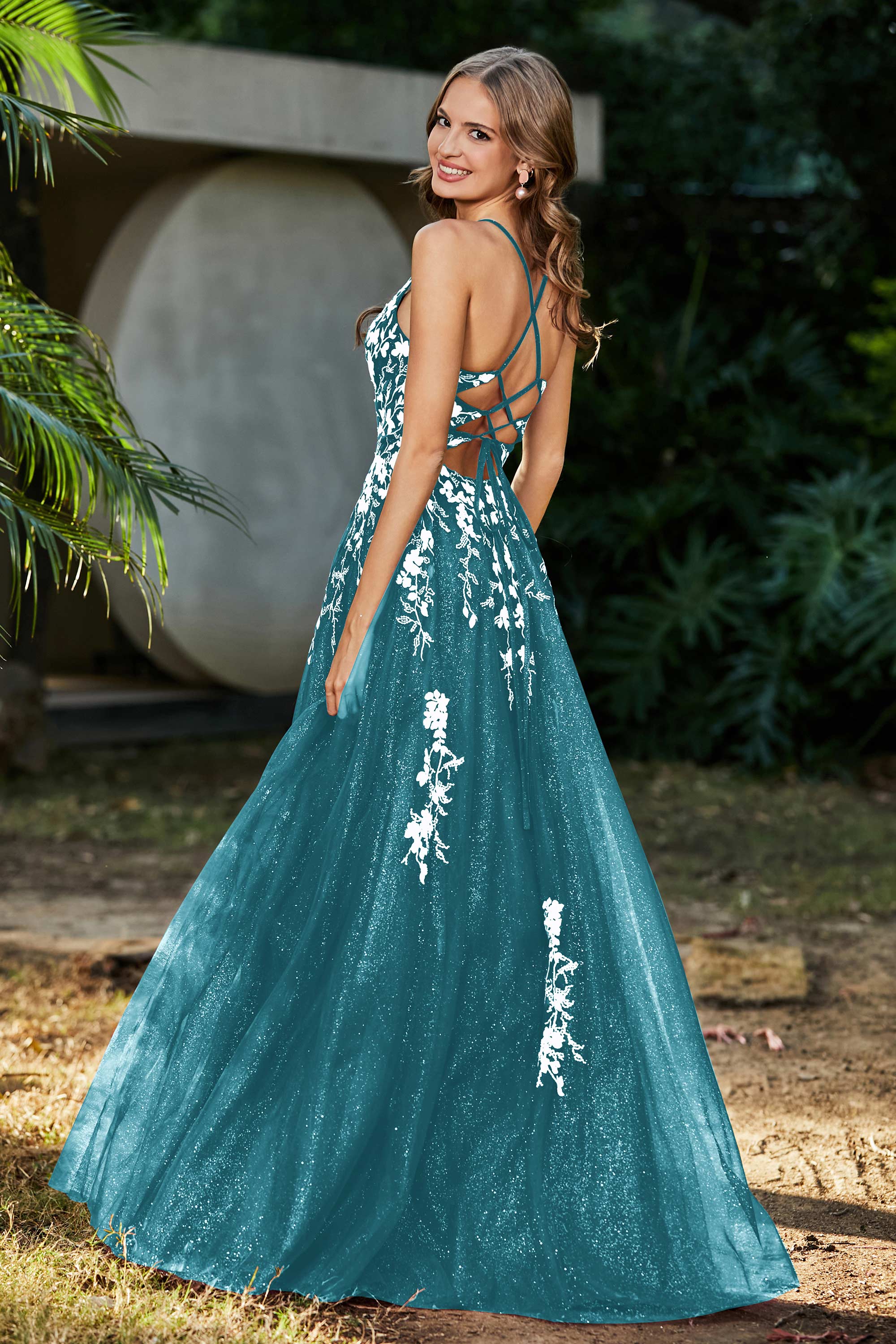 Spaghetti Straps Tulle Maxi Prom Party Ball Dress Formal Evening Gowns