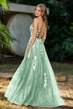 Spaghetti Straps Tulle Maxi Prom Party Ball Dress Formal Evening Gowns