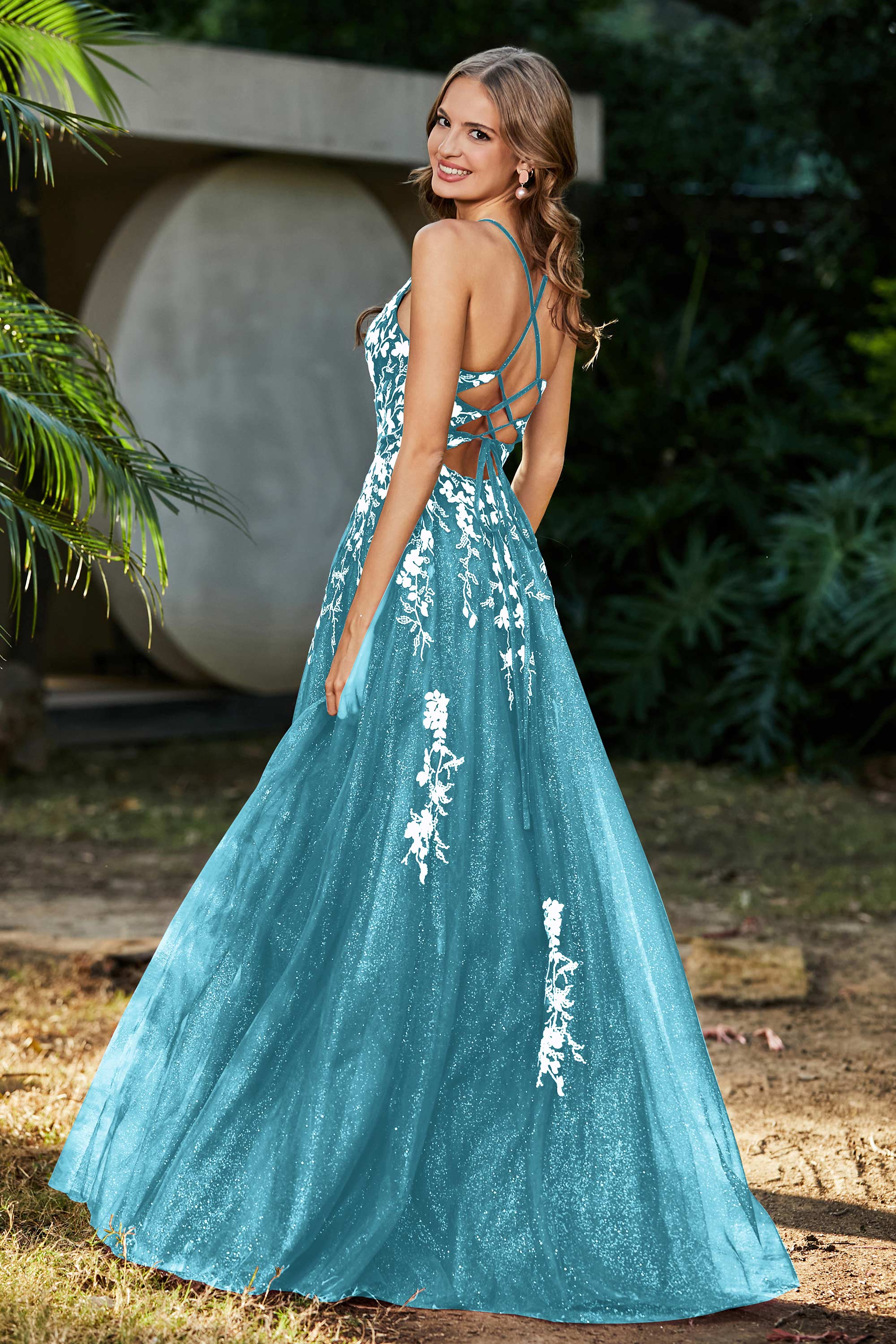 Spaghetti Straps Tulle Maxi Prom Party Ball Dress Formal Evening Gowns