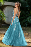 Spaghetti Straps Tulle Maxi Prom Party Ball Dress Formal Evening Gowns