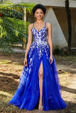 Spaghetti Straps Tulle Maxi Prom Party Ball Dress Formal Evening Gowns