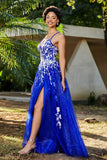 Spaghetti Straps Tulle Maxi Prom Party Ball Dress Formal Evening Gowns