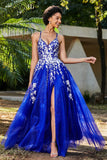 Spaghetti Straps Tulle Maxi Prom Party Ball Dress Formal Evening Gowns