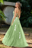 Spaghetti Straps Tulle Maxi Prom Party Ball Dress Formal Evening Gowns