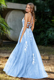 Spaghetti Straps Tulle Maxi Prom Party Ball Dress Formal Evening Gowns