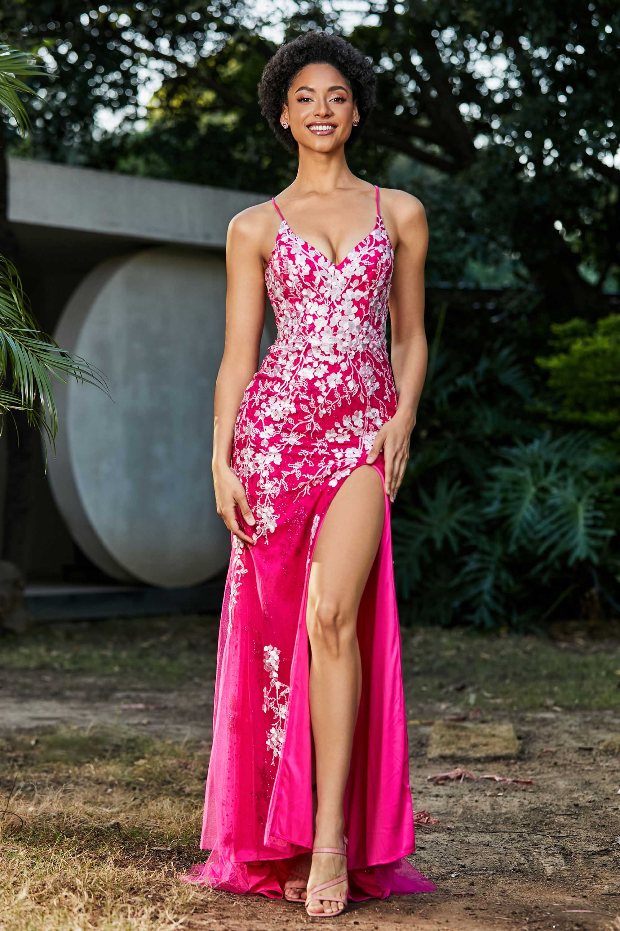 Hochgeschlitztes Meerjungfrau-Tüll-Abschlussball-Partykleid, formelle Abendkleider, Applikationen, Spitze, V-Ausschnitt