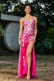 Hochgeschlitztes Meerjungfrau-Tüll-Abschlussball-Partykleid, formelle Abendkleider, Applikationen, Spitze, V-Ausschnitt
