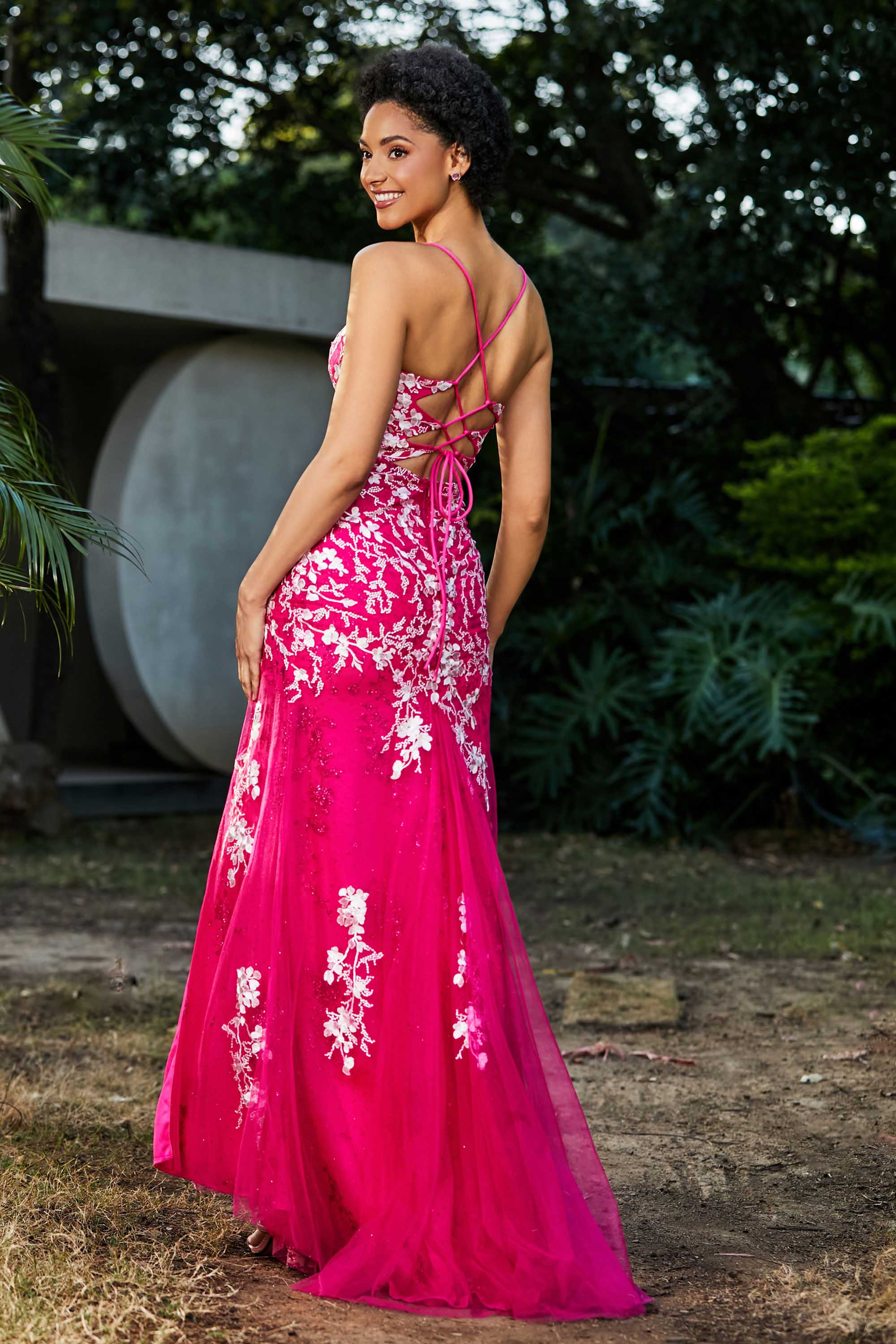 Lace Up Mermaid Tüll Maxi Formales Abendkleid Abschlussball Partykleider