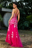 Lace Up Mermaid Tüll Maxi Formales Abendkleid Abschlussball Partykleider