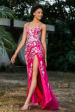 Hochgeschlitztes Meerjungfrau-Tüll-Abschlussball-Partykleid, formelle Abendkleider, Applikationen, Spitze, V-Ausschnitt