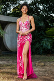 Hochgeschlitztes Meerjungfrau-Tüll-Abschlussball-Partykleid, formelle Abendkleider, Applikationen, Spitze, V-Ausschnitt