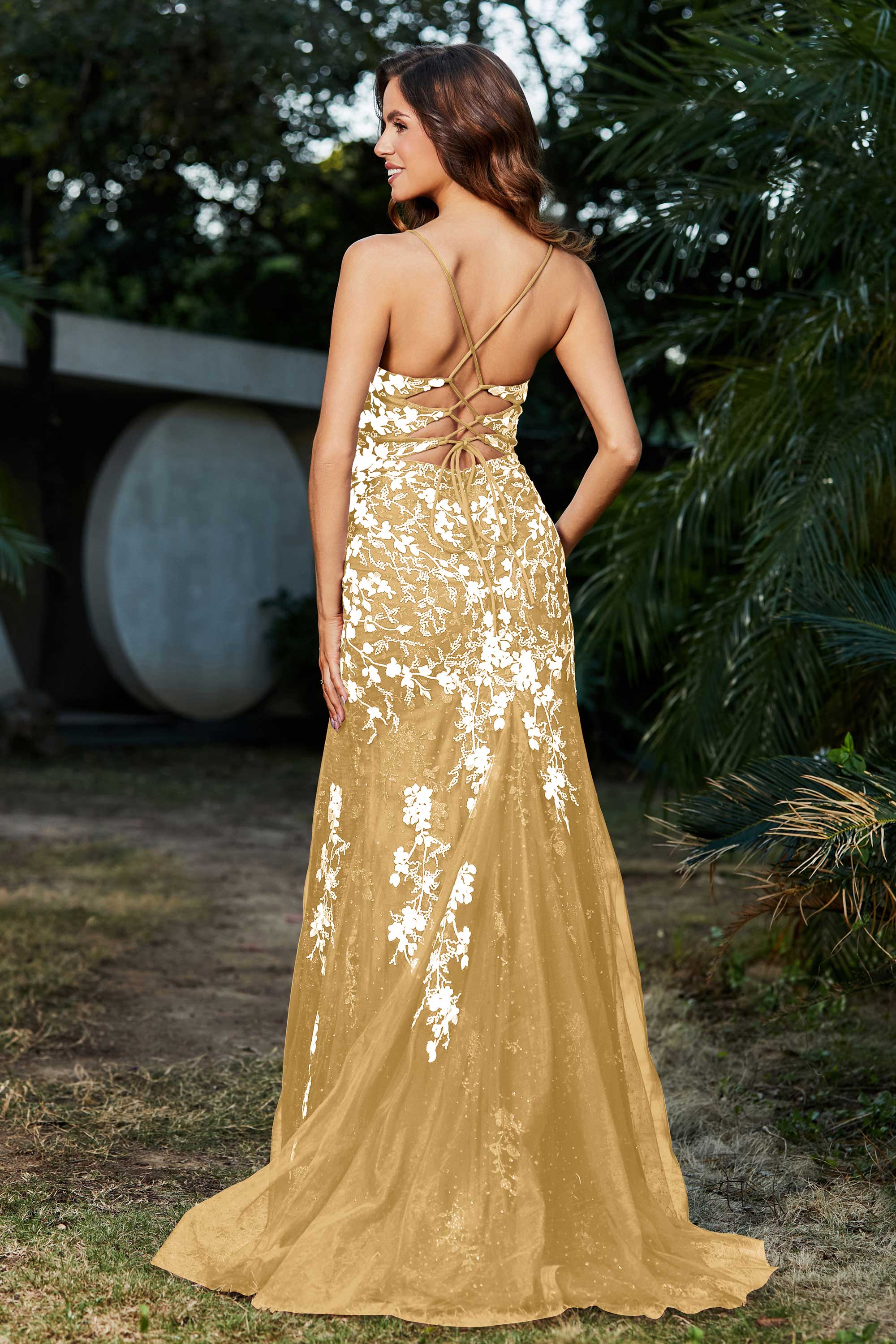 Hochgeschlitztes Meerjungfrau-Tüll-Abschlussball-Partykleid, formelle Abendkleider, Applikationen, Spitze, V-Ausschnitt