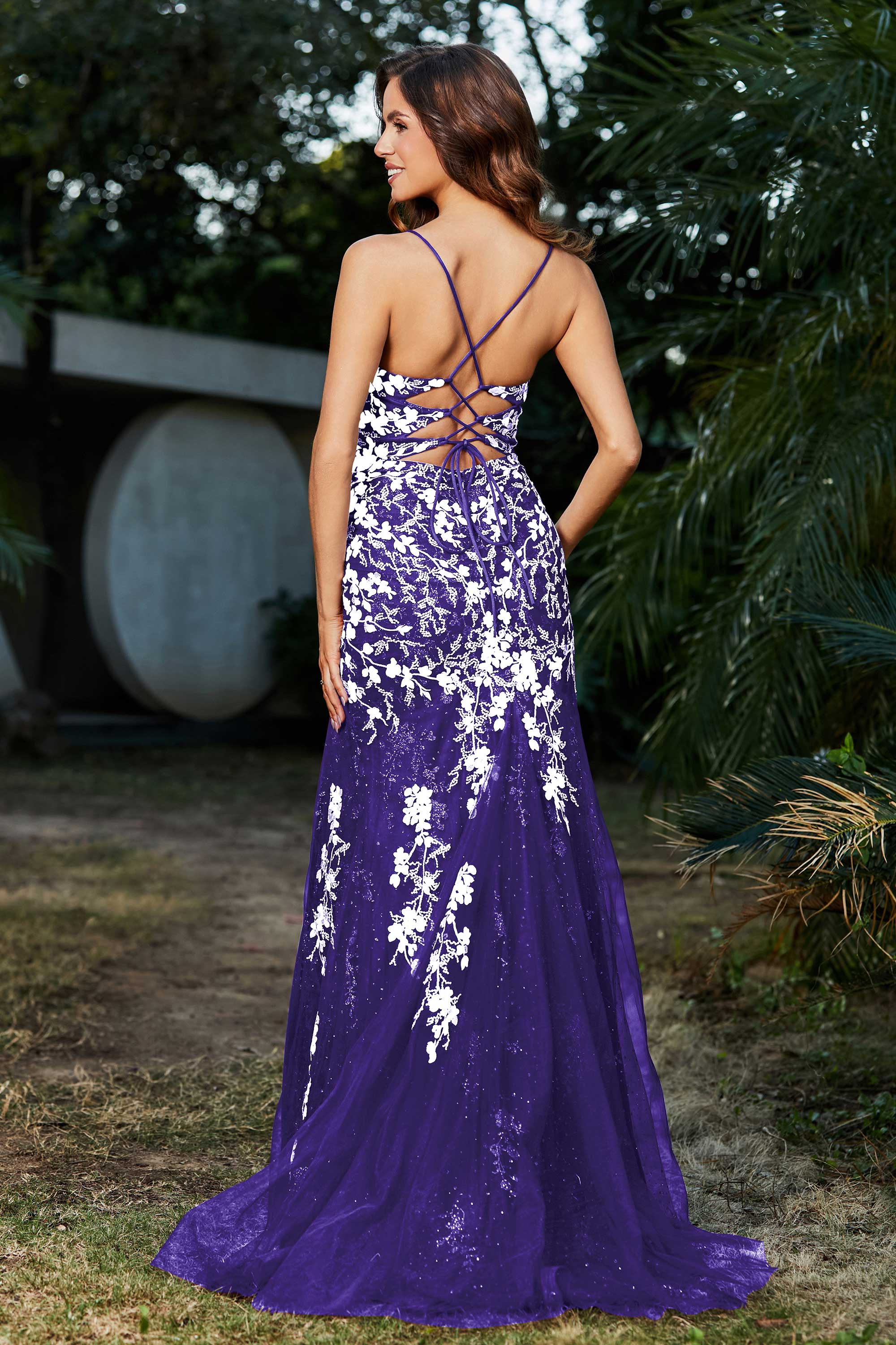 Hochgeschlitztes Meerjungfrau-Tüll-Abschlussball-Partykleid, formelle Abendkleider, Applikationen, Spitze, V-Ausschnitt