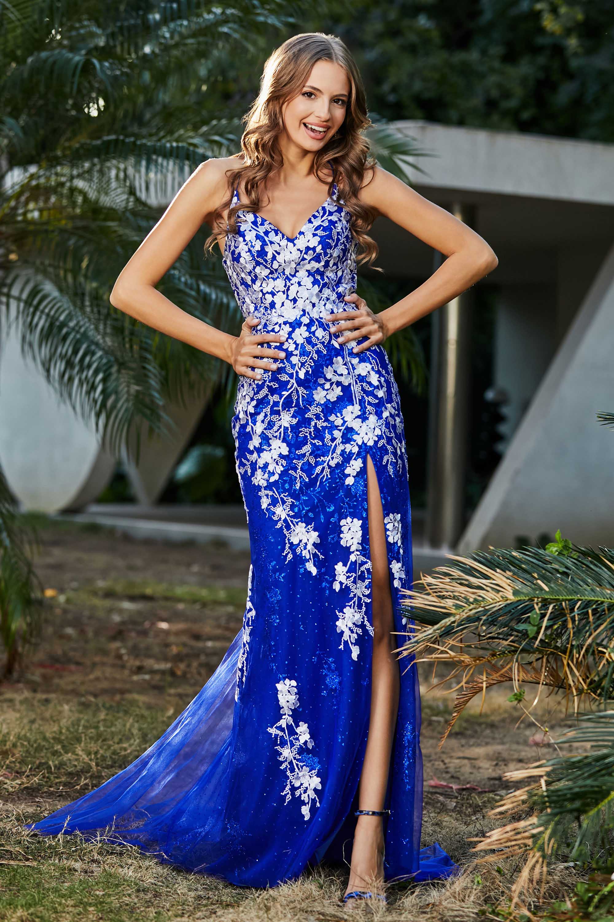 Hochgeschlitztes Meerjungfrau-Tüll-Abschlussball-Partykleid, formelle Abendkleider, Applikationen, Spitze, V-Ausschnitt