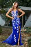 Lace Up Mermaid Tüll Maxi Formales Abendkleid Abschlussball Partykleider