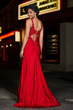 Beaded Top Sweep Train Long Jersey Mermaid Formal Evening Gown Prom Party Dresses