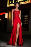 Beaded Top Sweep Train Long Jersey Mermaid Formal Evening Gown Prom Party Dresses