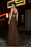 Beaded Top Sweep Train Long Jersey Mermaid Formal Evening Gown Prom Party Dresses