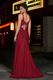Beaded Top Sweep Train Long Jersey Mermaid Formal Evening Gown Prom Party Dresses