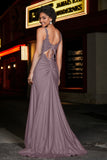 Beaded Top Sweep Train Long Jersey Mermaid Formal Evening Gown Prom Party Dresses